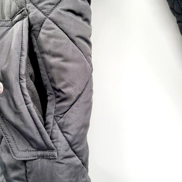 Banana Republic Factory Black Quilted Lined Long Winter Coat Women's Size XS - Picture 5 of 7